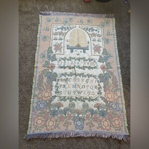 Vintage Beehive alphabet nursery pastel tapestry blanket